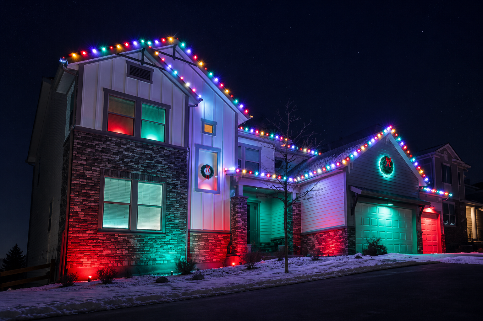 Lumen Holiday Lighting install near Newport Beach